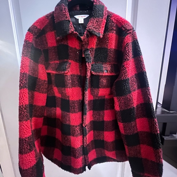 Joe Fresh Jackets & Blazers - Joe Fresh Red and Black Sherpa Jacket